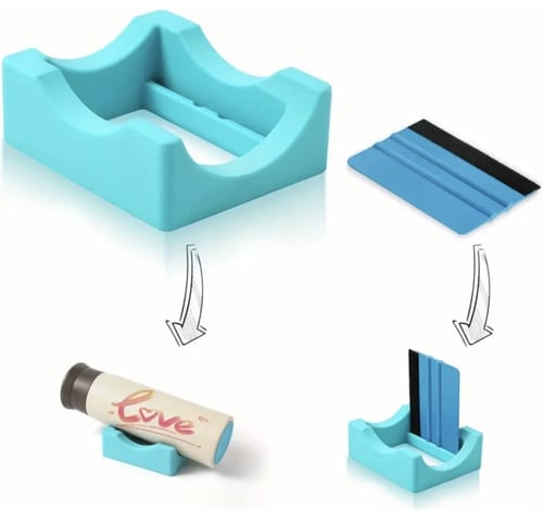 حامل اكواب من السيليكون مع ممسحة مطاطية للحرف اليد...