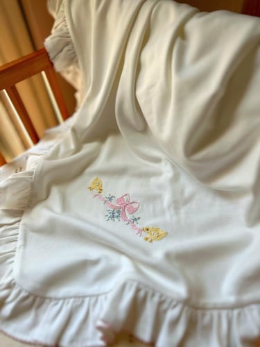 طقم مواليد - تطريز بطة - وردي