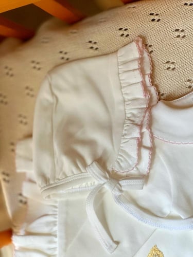 طقم مواليد - تطريز بطة - وردي