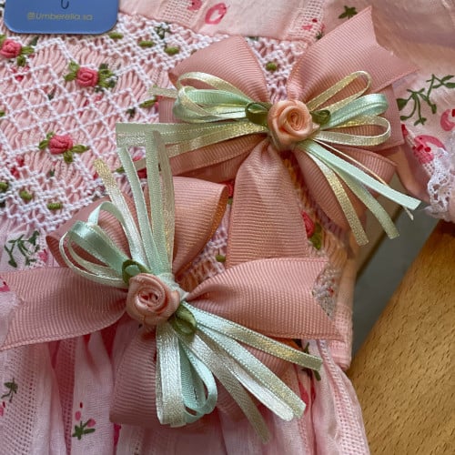 فيونكات شعر قطعتين كلاسيكية باللون الوردي