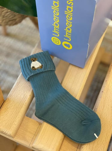 جوارب أنيق بتطريز دبدوب - أخضر