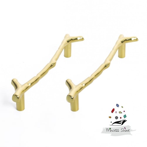 329 - مقبض فرع شجرة كبير ذهبي ( قطعتين )