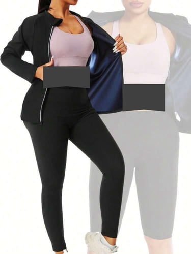 بدلة ساونا سحاب اللون النيلي مع قفازات وجوارب بنفس...