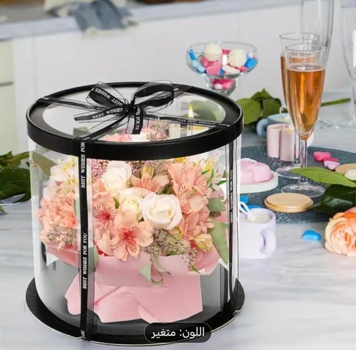 علب كيك دائري مع شريط مقاسات والالوان