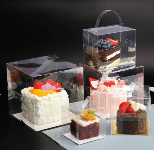 علب كيك بحامل مقاسات