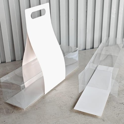 علب طبقتين شفافه بحامل