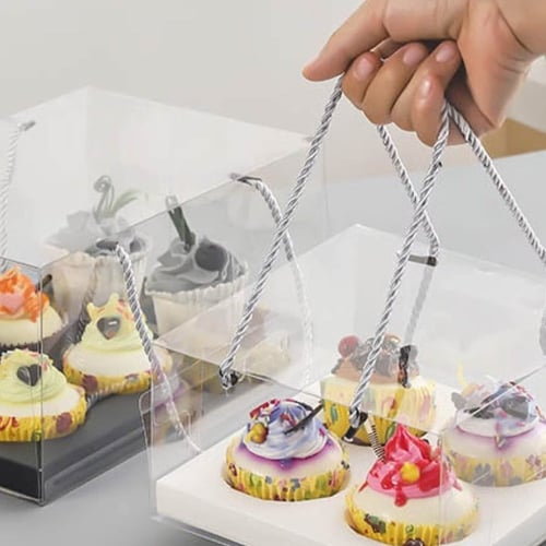 علب كب كيك شفافه بحبل