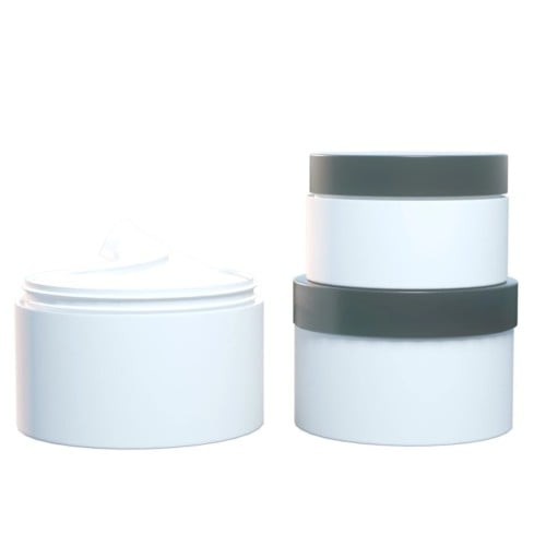 علب كريم ابيض بغطاء رمادي
