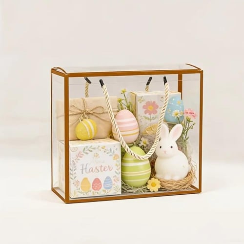 علب شفافة ايطار ذهبي