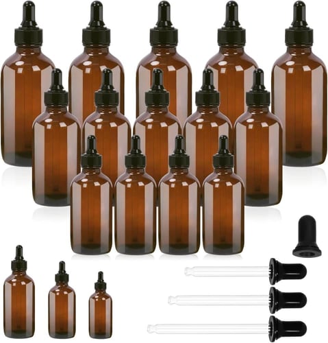 علب سيروم زجاج بني قطاره مقاسات