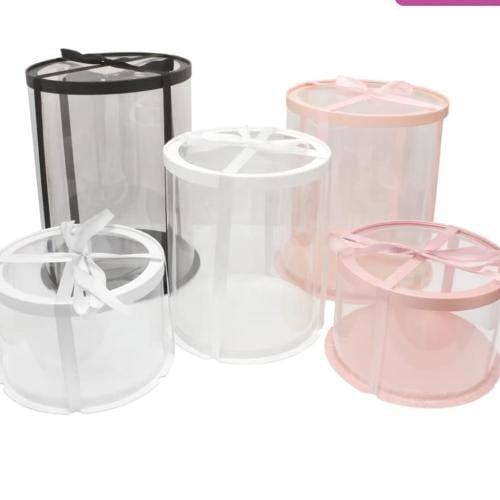 علب كيك دائري مع شريط مقاسات والالوان