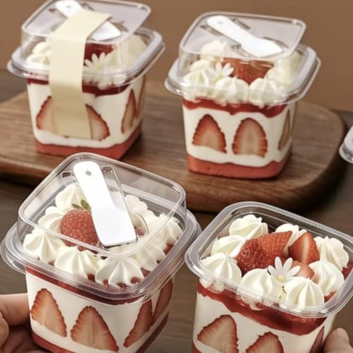 علب حلا مربعه بملعقه