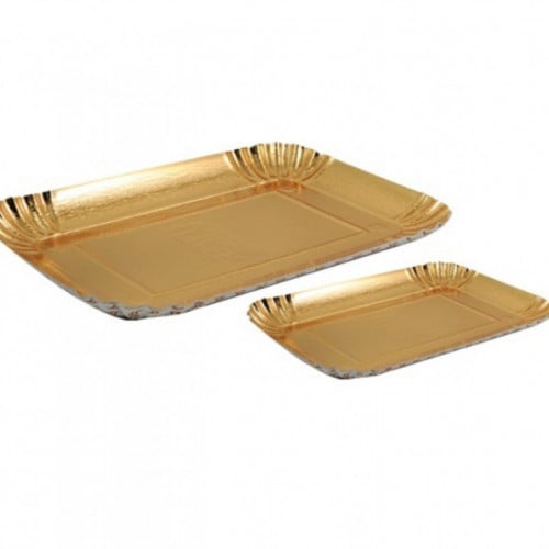 صحون حلا مستطيل ذهبي