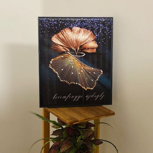 لوحة ريشة زجاجية باطار خشبي