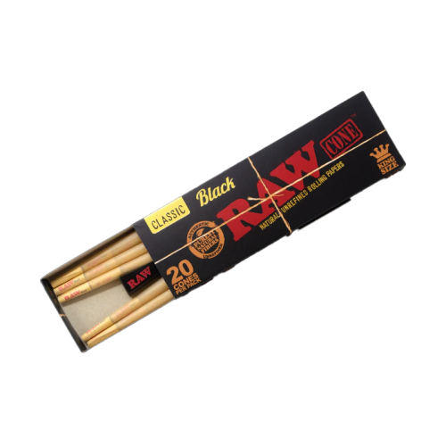 Black Raw paper rolled, King size, 20 sheets