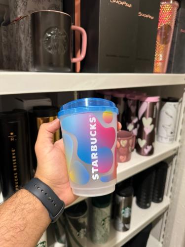 كوب ستاربكس بلاستيك ملون ازرق