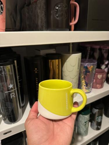 كوب ستاربكس سيراميك اخضر وابيض