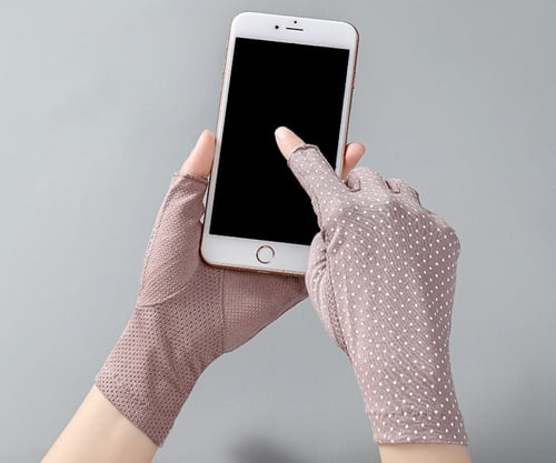 قفاز قيادة نسائي قماشي منقط - فتحات للأصابع