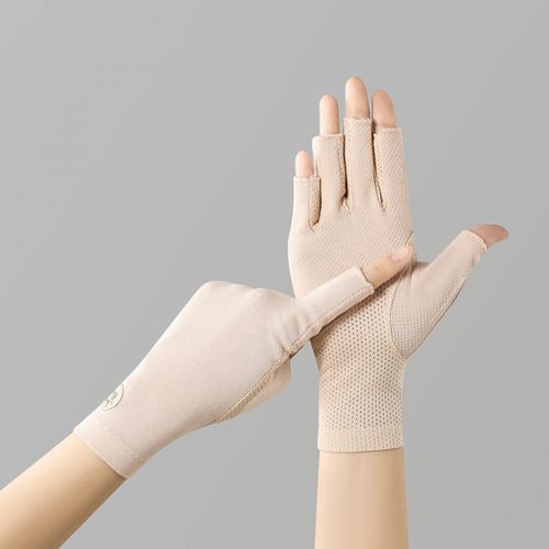 قفاز قيادة نسائي قماشي سادة - فتحات للأصابع