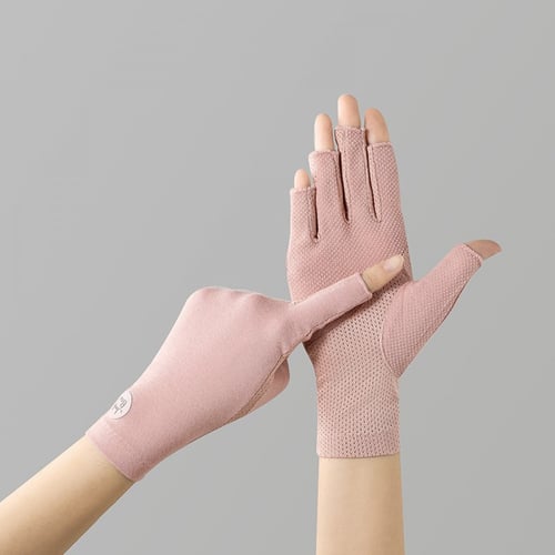 قفاز قيادة نسائي قماشي سادة - فتحات للأصابع