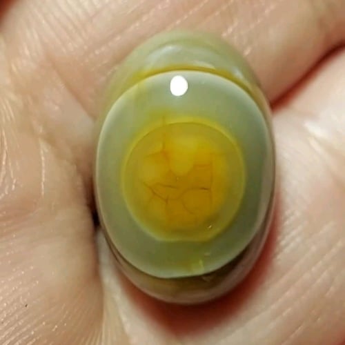 حجر عقيق سليماني هندي طبيعي أخضر عين بني وسط عين خ...