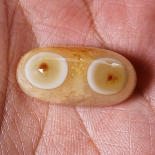 حجر عقيق سليماني هندي طبيعي أصلي برتقالي عينين داخ...