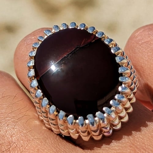 خاتم عقيق يماني آنسي أصلي وطبيعي