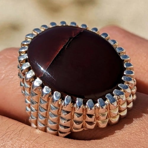 خاتم عقيق يماني آنسي أصلي وطبيعي