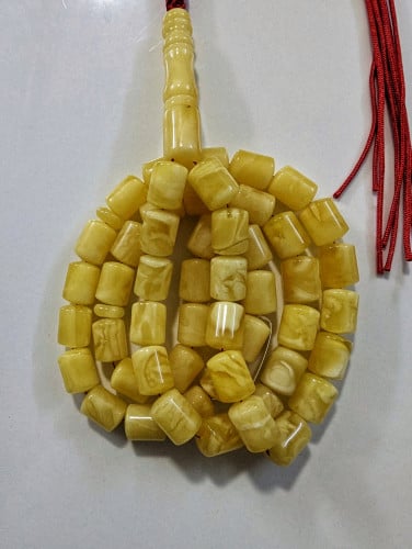 سبحة كهرب أصلي وطبيعي مبرقع بياض قطع صندوقي قطعة م...