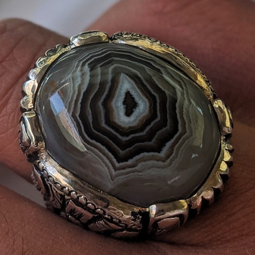 خاتم من نوادر العقيق السليماني الهندي الطبيعي المج...