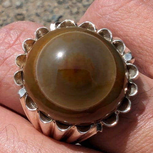 خاتم عقيق سليماني هندي طبيعي بافوري مميز قطع دائري