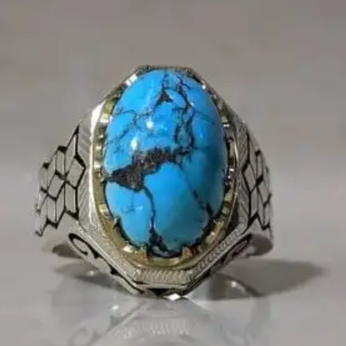 خاتم فيروز نيشابوري طبيعي وأصلي قبه