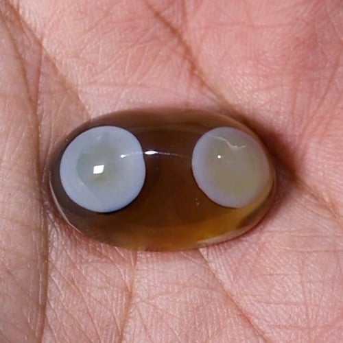 حجر عقيق سليماني هندي طبيعي بني عينين نادر ومميز