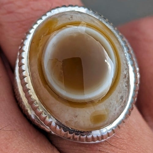 خاتم عقيق سليماني هندي طبيعي عين كبيرة