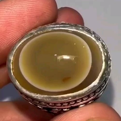 خاتم سليماني هندي طبيعي أخضر عين كبيرة جدا في المن...