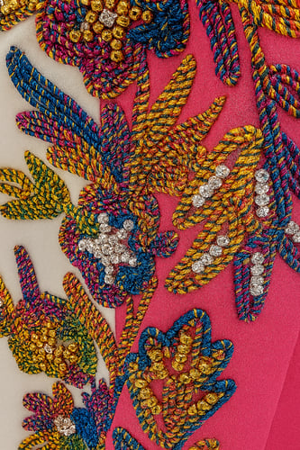 جلابية لونين تطريز ملون وشك