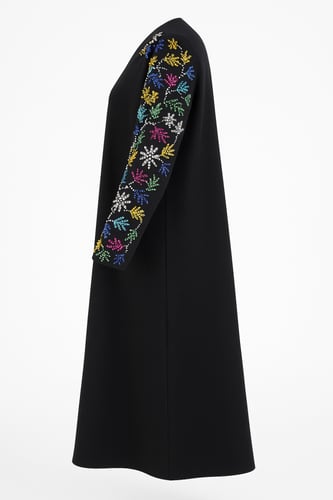 جلابيه كم مطرز ورود ملون صيفي