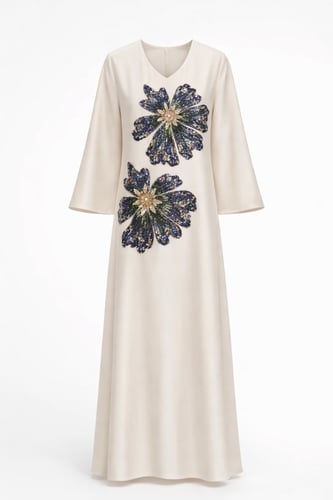 جلابية بتطريز زهري بارز