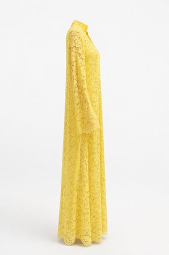 جلابية دانتيل كاملة بقصة واسعة وياقة V وأكمام واسع...