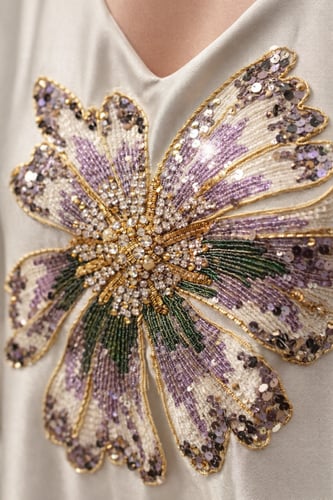 جلابية بتطريز زهري بارز