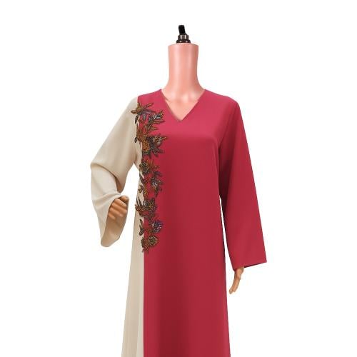 جلابية لونين تطريز ملون وشك