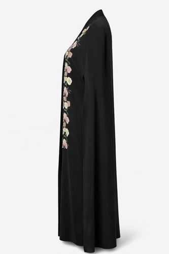 بشت مفتوح بتطريزات زهرية جانبية