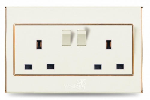 فيش مزدوج+مفتاح لؤلؤي/ذهبي 7*14 V3