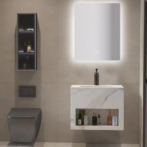 مغسلة رخام صناعي أبيض لماع 60 سم