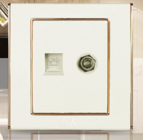 فيش دش+هاتف لؤلؤي/ذهبي 7*7 V3