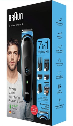 براون مكينة حلاقة رجالي قابلة لإعادة الشحن، 7في1
