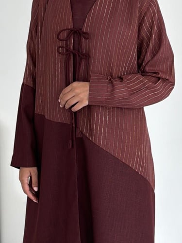 Linen Burgundy Abaya - R08