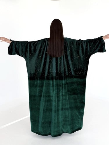 Velvet abaya embellished with crystals - R31