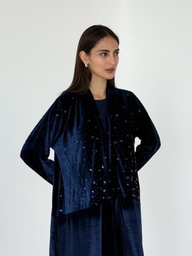 Velvet abaya embellished with crystals - R30