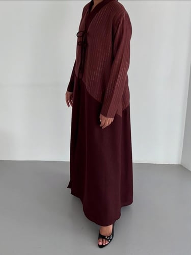 Linen Burgundy Abaya - R08